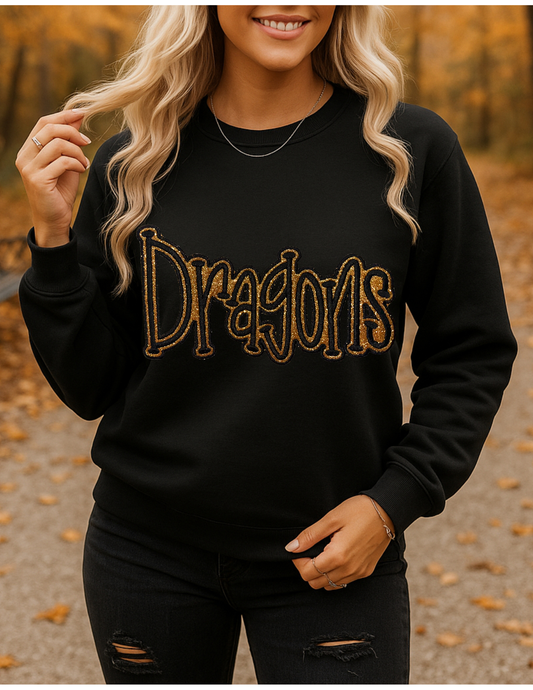 Dragons Glitter Embroidered Sweatshirt
