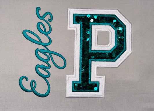 Custom Sequin Varsity Letter with Script Name