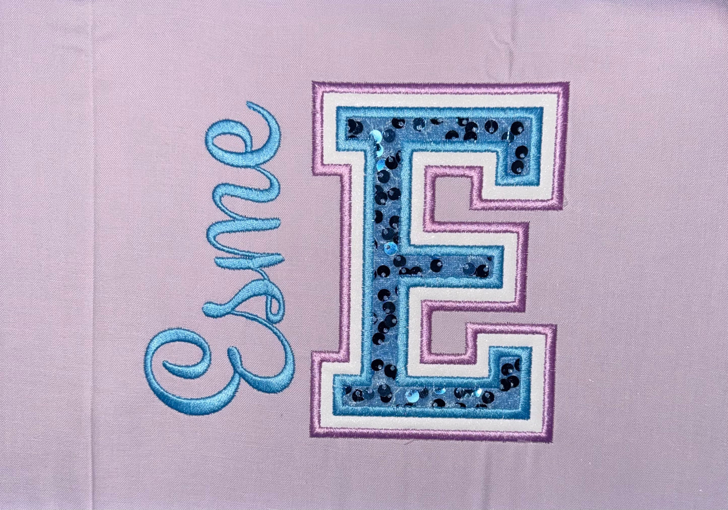 Custom Sequin Varsity Letter with Script Name