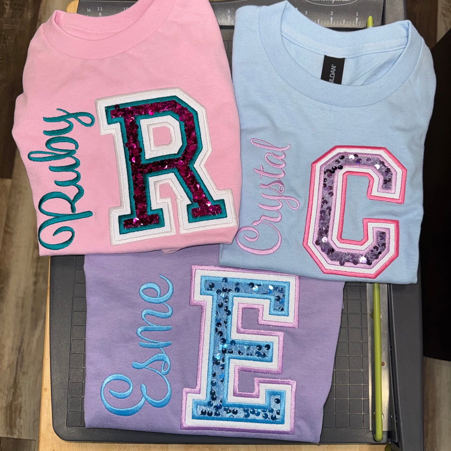 Custom Sequin Varsity Letter with Script Name