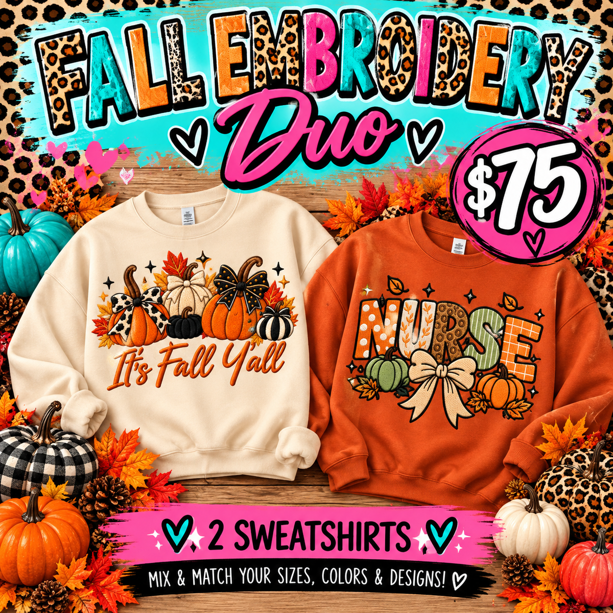 🍂 FALL SALE | Fall Embroidery Duo